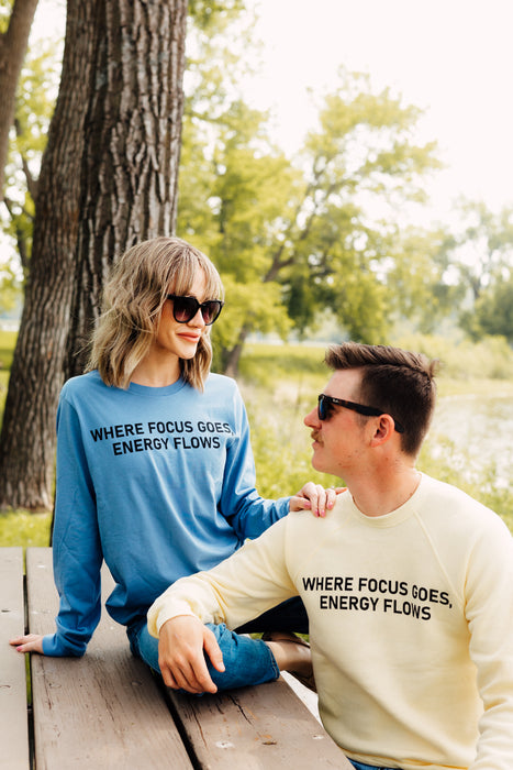 ‘Where Focus Goes’ Blue Long Sleeve